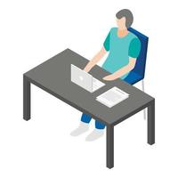 Office work table icon, isometric style vector