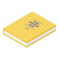 icono de libro de estadísticas amarillo, estilo isométrico vector