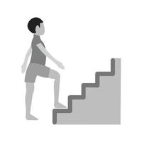 persona subiendo escaleras icono plano en escala de grises vector
