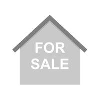 en venta casa plana icono en escala de grises vector