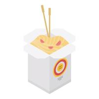 icono de caja de fideos, estilo isométrico vector