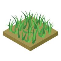 icono de suelo de hierba, estilo isométrico vector