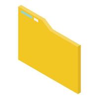 Yellow file folder icon, isometric style vector