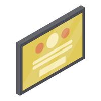 icono de panel de menú de comida rápida, estilo isométrico vector