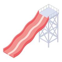 Red aquapark slide icon, isometric style vector