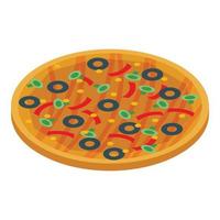 Vegetarian pizza icon, isometric style vector