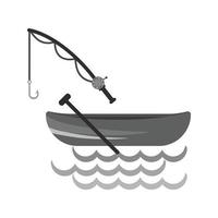 icono de escala de grises plana de pesca vector