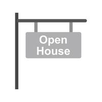 Open House Sign Flat Greyscale Icon vector