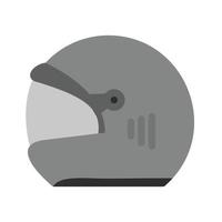 icono de casco plano en escala de grises vector