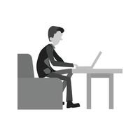 Working on laptop Flat Greyscale Icon vector