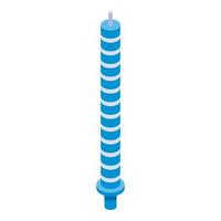 Striped event candle icon, isometric style vector