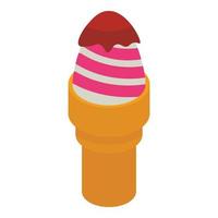 Vanilla ice cream icon, isometric style vector