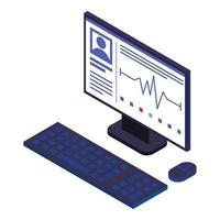 Doctor computer icon, isometric style vector