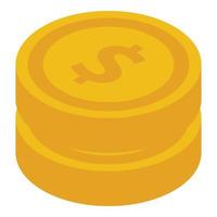 Dollar coin stack icon, isometric style vector