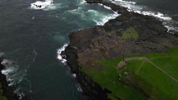 Gjogv Natural Harbor on Eysturoy in the Faroe Islands by Drone 3 video