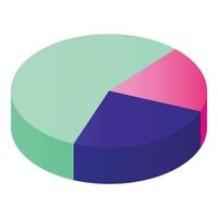 Management pie chart icon, isometric style vector