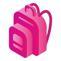 icono de mochila rosa, estilo isométrico vector