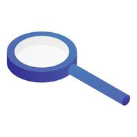 Blue magnifier icon, isometric style vector