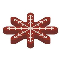 Gingerbread snowflake icon, isometric style vector