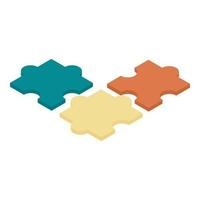 Colorful puzzle icon, isometric style vector