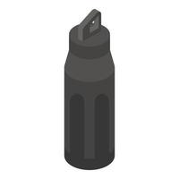 icono de botella deportiva negra, estilo isométrico vector