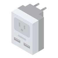 Power plug adapter icon, isometric style vector