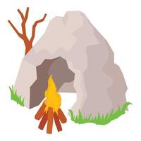 Ancient cave icon, isometric style vector