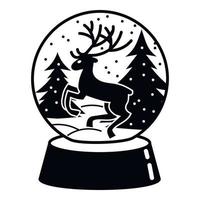 icono de ciervo de globo de nieve, estilo simple vector