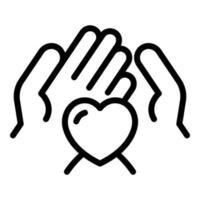 Heart hand care icon, outline style vector