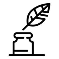 Ink jar feather icon, outline style vector