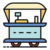 Fast food street cart icon color outline vector