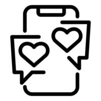 Loving smartphone chat icon, outline style vector
