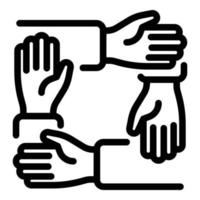 Teamwork handshake icon, outline style vector