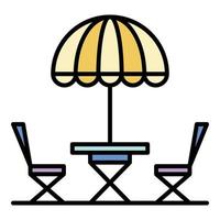 Street cafe chair umbrella icon color outline vector