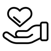 Keep loving heart in hand icon, outline style vector