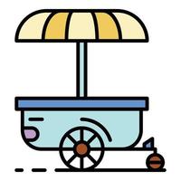 Street shop trailer cart icon color outline vector