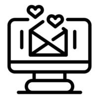 icono de carta de correo de amor, estilo de contorno vector