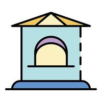 Ticket kiosk icon color outline vector