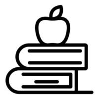 Apple on books icon, outline style vector