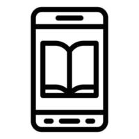 Ebook in a smartphone icon, outline style vector