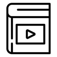 icono de libro de video, estilo de esquema vector