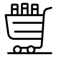 Shopping cart with books icon, outline style vector