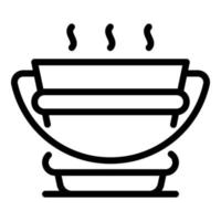 Bucket of hot water icon, outline style vector