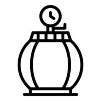 botella de gas con icono de manómetro, estilo de contorno vector