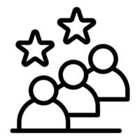 Three people two stars icon, outline style vector