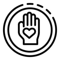 icono de caridad voluntario de mano, estilo de esquema vector