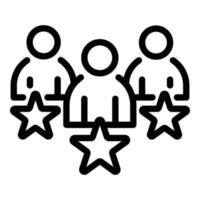 Three persons and stars icon, outline style vector