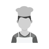 icono de chef plano en escala de grises vector