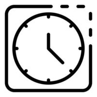 Square clock icon, outline style vector