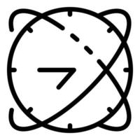 Clock and orbits icon, outline style vector